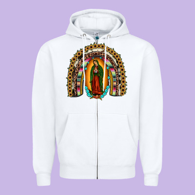 Our Lady Of Guadalupe Rainbow Zipper Hoodie Designed By Jahusdesignshop