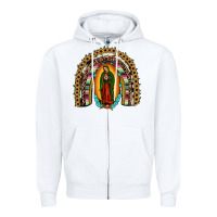 White our lady of Guadalupe rainbow Zipper Hoodie - JahusDesignShop