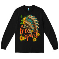 Black free spirit sunflower and indian headdress Long Sleeve Tee - HRA Design Shop