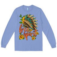 Colony Blue free spirit sunflower and indian headdress Long Sleeve Tee - HRA Design Shop