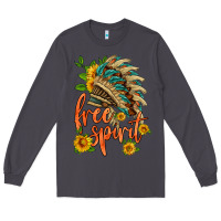 Smoke free spirit sunflower and indian headdress Long Sleeve Tee - HRA Design Shop