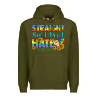 Army Green LGBTQ+ Straight But I Don't Hate Premium Hoodie - BundleAndBundleShop