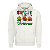 Oatmeal Heather sweet Christmas with cupcake Zipper Hoodie - AdoDesignShop