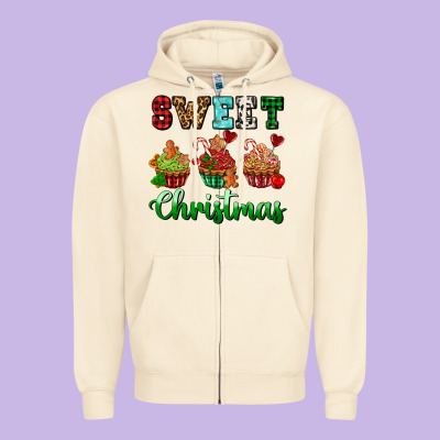 Sweet Christmas With Cupcake Zipper Hoodie Designed By Adodesignshop