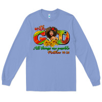 Colony Blue with god all things are possible juneteenth Long Sleeve Tee - AdoDesignShop