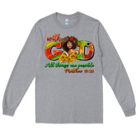 Heather Grey with god all things are possible juneteenth Long Sleeve Tee - AdoDesignShop
