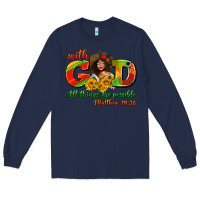 Navy with god all things are possible juneteenth Long Sleeve Tee - AdoDesignShop