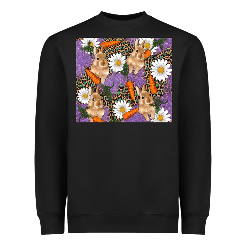 Easter Bunny Carrot Daisys Leopard Glitter Heavyweight Sweatshirt by RanaPortraitStore | Teevron