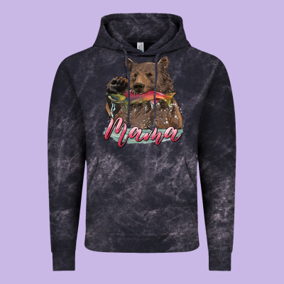 Vintage Hoodie Mother's Day Mama Bear Hunting Fish