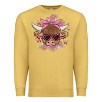 Antique Gold cow with flowers and butterflies Premium Sweatshirt - MaliasSmallBusiness
