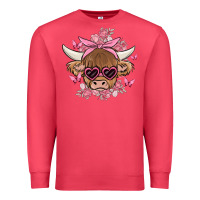 Cardinal cow with flowers and butterflies Premium Sweatshirt - MaliasSmallBusiness