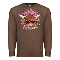 Chestnut cow with flowers and butterflies Premium Sweatshirt - MaliasSmallBusiness
