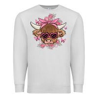 Dove Grey cow with flowers and butterflies Premium Sweatshirt - MaliasSmallBusiness