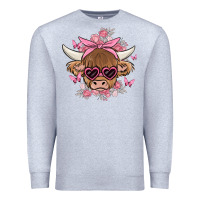 Heather Grey cow with flowers and butterflies Premium Sweatshirt - MaliasSmallBusiness