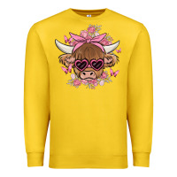 Lemon cow with flowers and butterflies Premium Sweatshirt - MaliasSmallBusiness