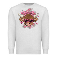 Oatmeal Heather cow with flowers and butterflies Premium Sweatshirt - MaliasSmallBusiness