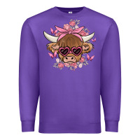 Purple cow with flowers and butterflies Premium Sweatshirt - MaliasSmallBusiness