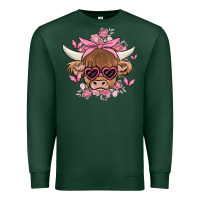 Sports Green cow with flowers and butterflies Premium Sweatshirt - MaliasSmallBusiness