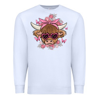 White cow with flowers and butterflies Premium Sweatshirt - MaliasSmallBusiness