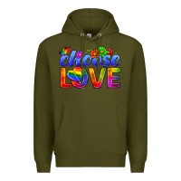 Army Green Pride LGBTQ+ Choose Love Premium Hoodie - BundleAndBundleShop