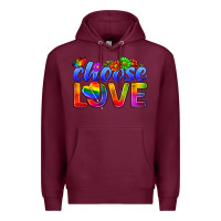 Burgundy Pride LGBTQ+ Choose Love Premium Hoodie - BundleAndBundleShop