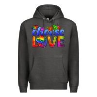 Charcoal Heather Pride LGBTQ+ Choose Love Premium Hoodie - BundleAndBundleShop