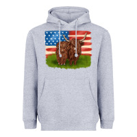 Heather Grey American cows Heavyweight Hoodie - MaliasSmallBusiness