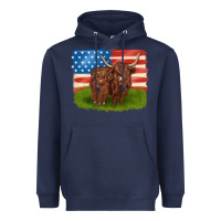 Navy American cows Heavyweight Hoodie - MaliasSmallBusiness