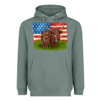 Sage American cows Heavyweight Hoodie - MaliasSmallBusiness