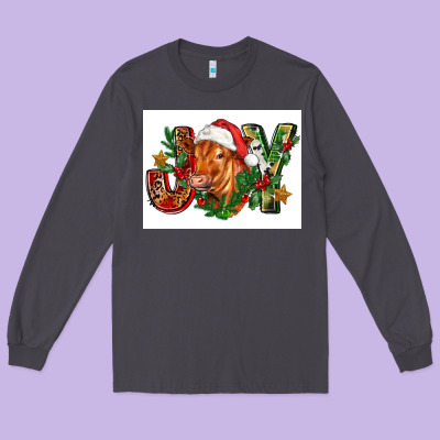 Christmas Heifer Joy Long Sleeve Tee Designed By Fadigitalartstudio