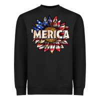 Black merica with sunflower Heavyweight Sweatshirt - texasbilliewilder