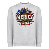 Heather Grey merica with sunflower Heavyweight Sweatshirt - texasbilliewilder