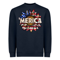 Navy merica with sunflower Heavyweight Sweatshirt - texasbilliewilder