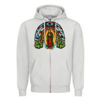 Dove Grey our lady of guadalupe rainbow Zipper Hoodie - JahusDesignShop