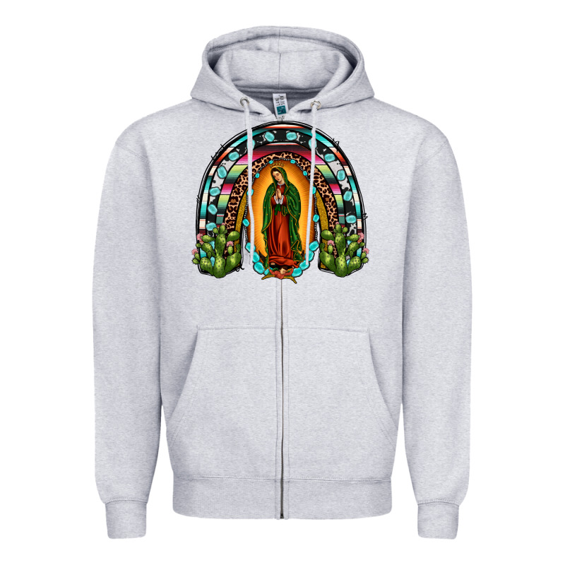 Our Lady Of Guadalupe Rainbow Zipper Hoodie by JahusDesignShop | Teevron