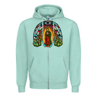 Seafoam our lady of guadalupe rainbow Zipper Hoodie - JahusDesignShop