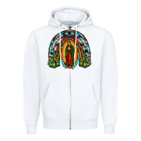 White our lady of guadalupe rainbow Zipper Hoodie - JahusDesignShop