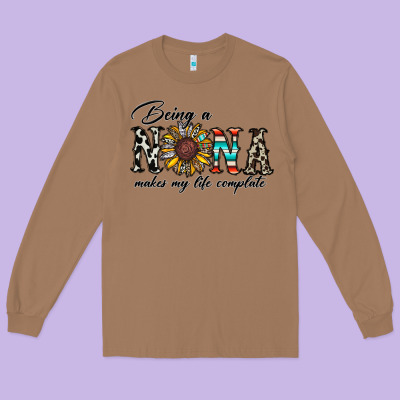 Being Nana Makes My Life Complate Long Sleeve Tee Designed By Cowhidedigitalart