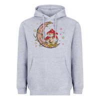 Heather Grey moon and mushrooms Heavyweight Hoodie - MaliasSmallBusiness