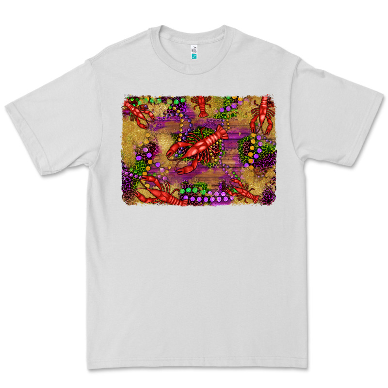 Mardi Gras Crawfısh Leopard Wood And Glitter Background Premium Tee by Artiststas | Teevron