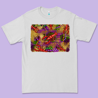 Mardi Gras Crawfısh Leopard Wood And Glitter Background Premium Tee Designed By Artiststas