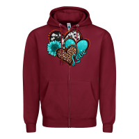 Burgundy love turquoise hearts Zipper Hoodie - Jasminsmagicworld