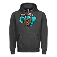 Charcoal Heather love turquoise hearts Zipper Hoodie - Jasminsmagicworld