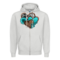 Dove Grey love turquoise hearts Zipper Hoodie - Jasminsmagicworld