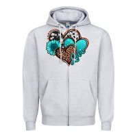 Heather Grey love turquoise hearts Zipper Hoodie - Jasminsmagicworld