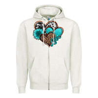 Oatmeal Heather love turquoise hearts Zipper Hoodie - Jasminsmagicworld