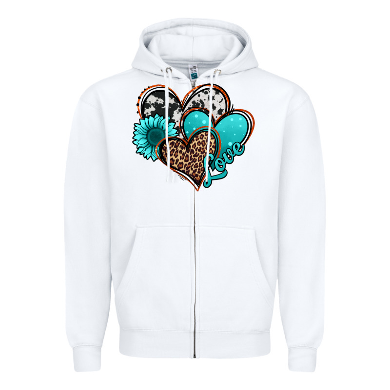 Love Turquoise Hearts Zipper Hoodie by Jasminsmagicworld | Teevron