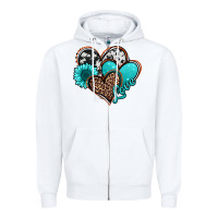 White love turquoise hearts Zipper Hoodie - Jasminsmagicworld