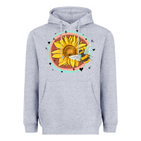 Heather Grey bee and sunflower Heavyweight Hoodie - MaliasSmallBusiness