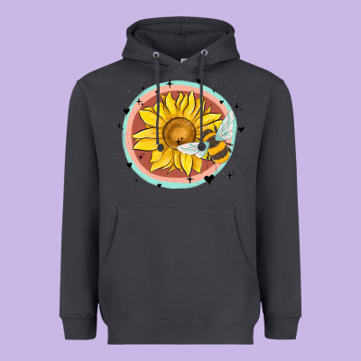 Bee And Sunflower Heavyweight Hoodie Designed By Maliassmallbusiness